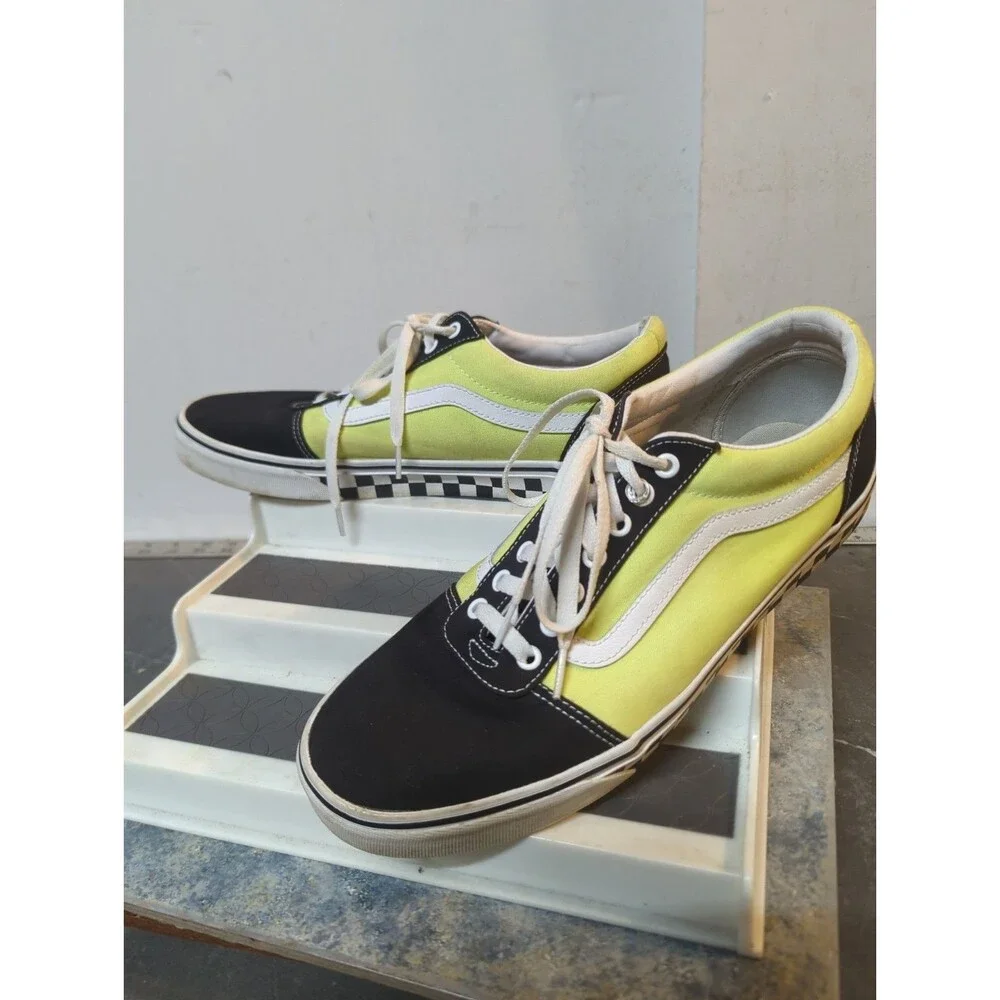 Vintage Vans Tennis Shoe Size 1Men’s US Checkered Sole W/ Lime Green/Yellow